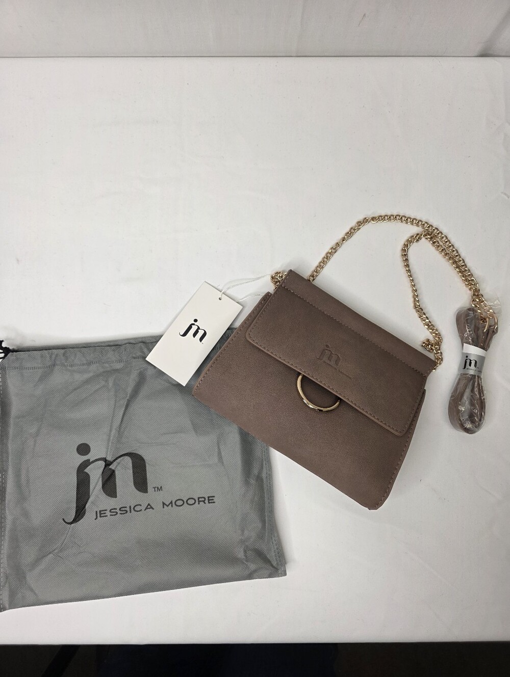 Jessica Moore Fawn Suede Convertible Crossbody Chain Bag NWT